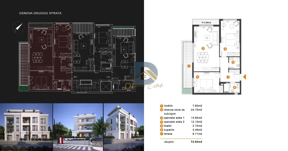 Stan sa dvije spavaće sobe na prodaju | Dumidran, Tivat